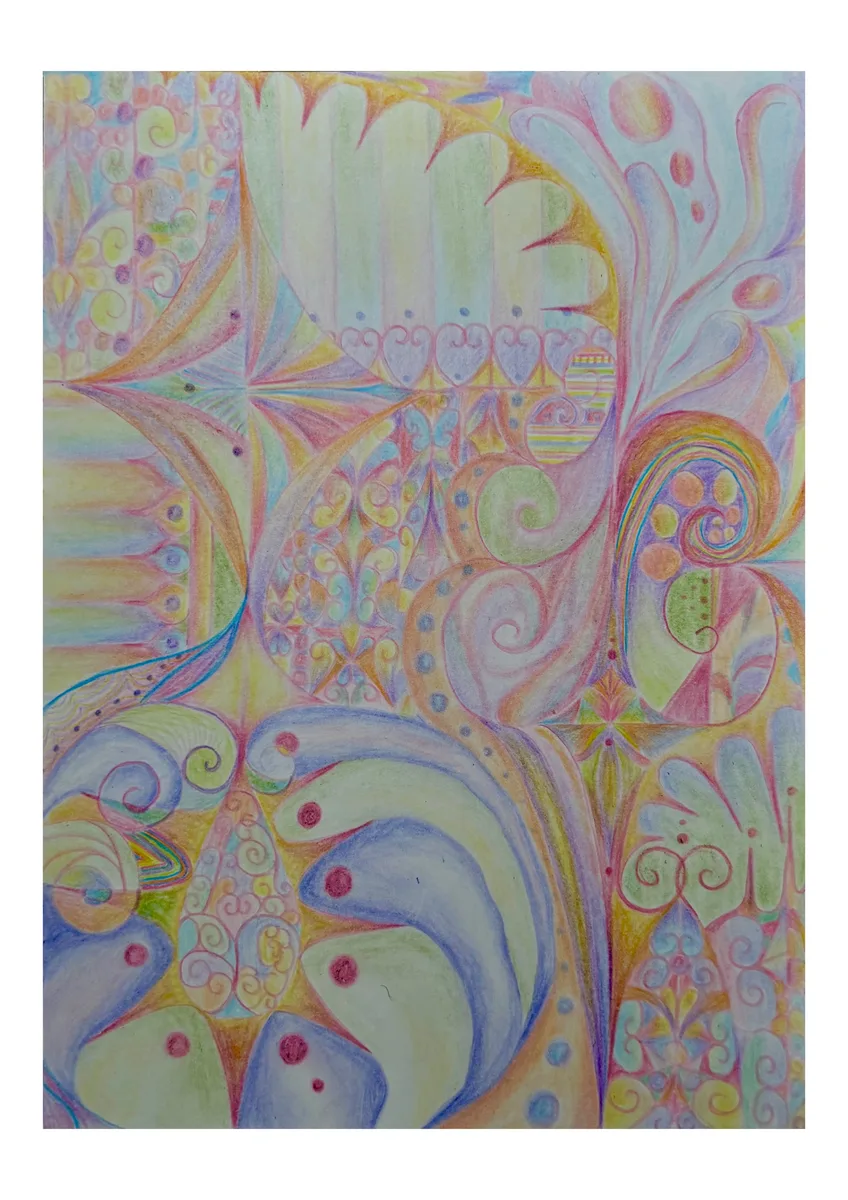 Confidence — Nitescence — Marielle Debellu, crayons de couleur 15×21 cm, 2026