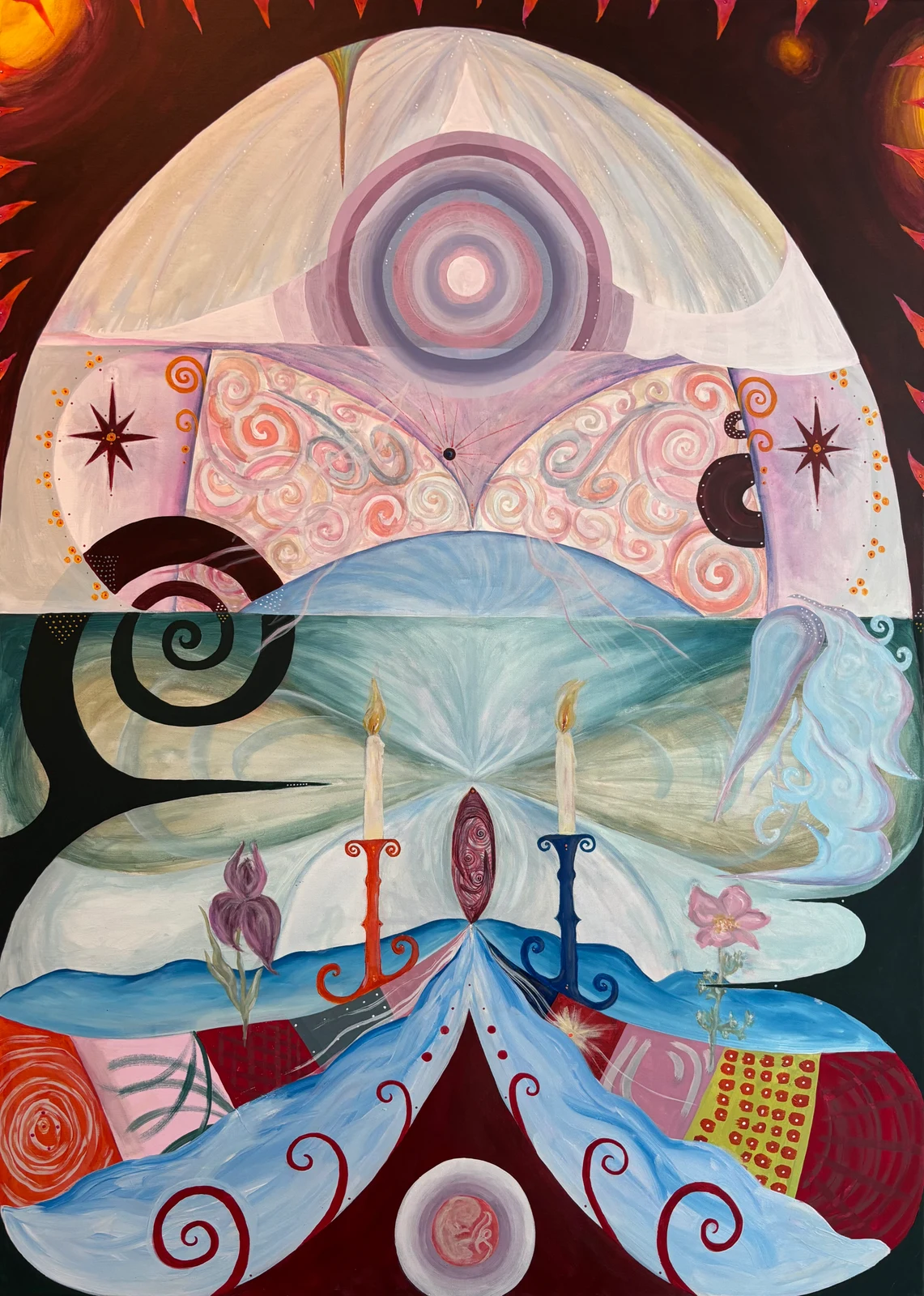 Corporalité et croyance - Marielle Debellu, acrylique 100x140 cm, 2025