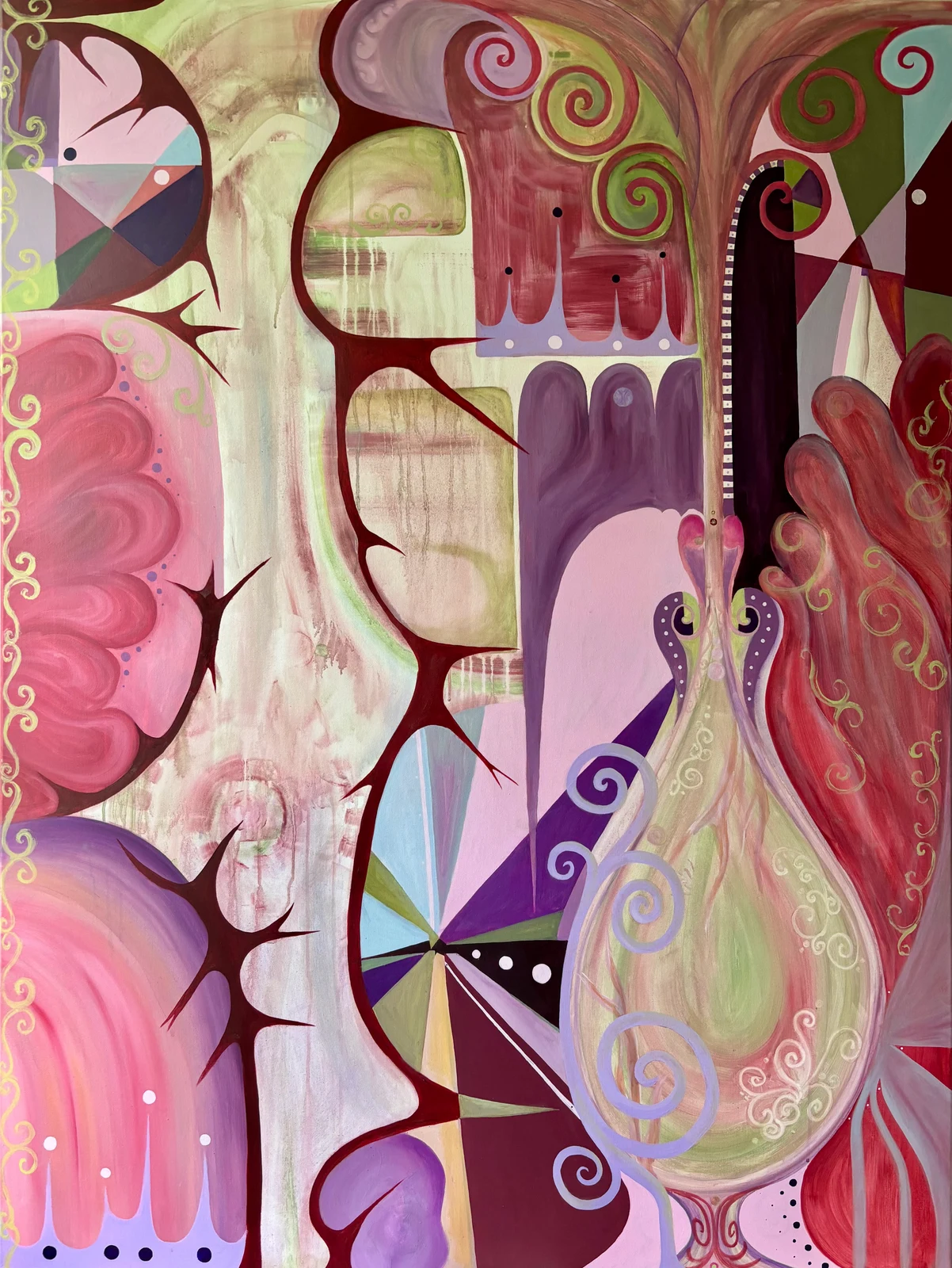 Floraison chamanique - Marielle Debellu, acrylique 120x160 cm, 2026