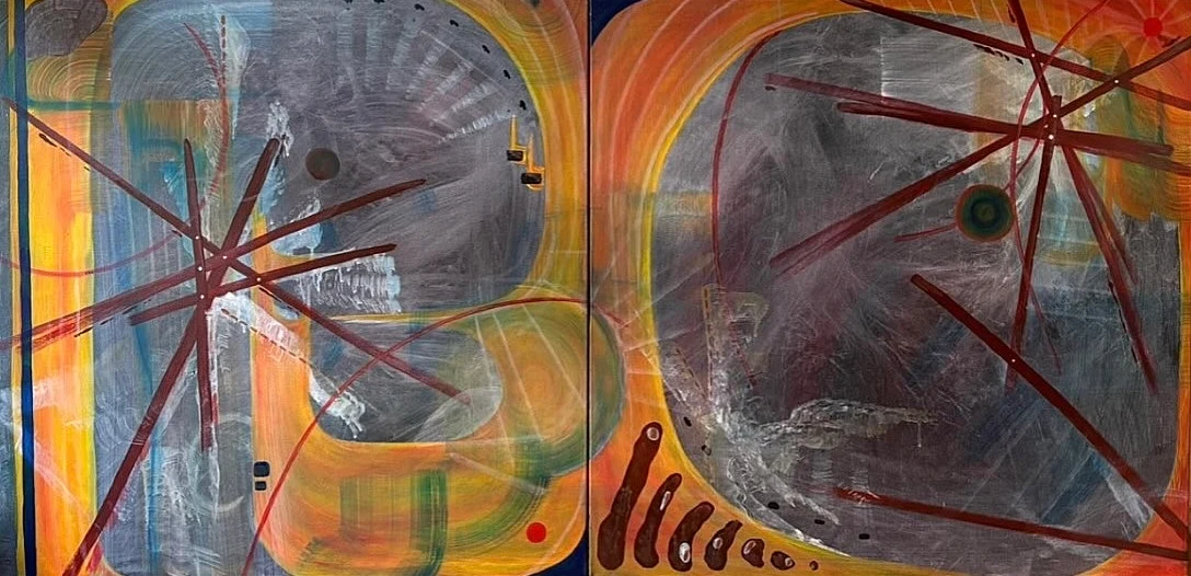 Fragrance en diptyque - Marielle Debellu, acrylique 160x80 cm, 2025
