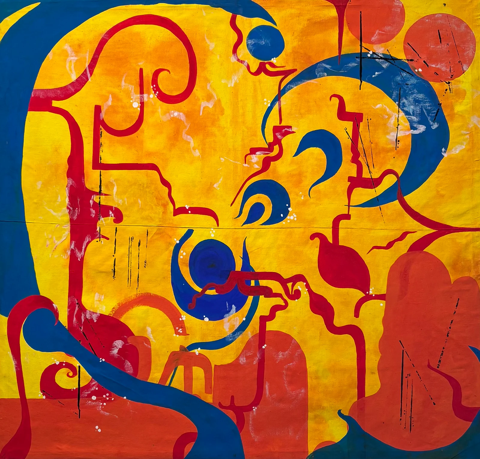 Impression jazz II - Marielle Debellu, acrylique et gouache 160x167 cm, 2024