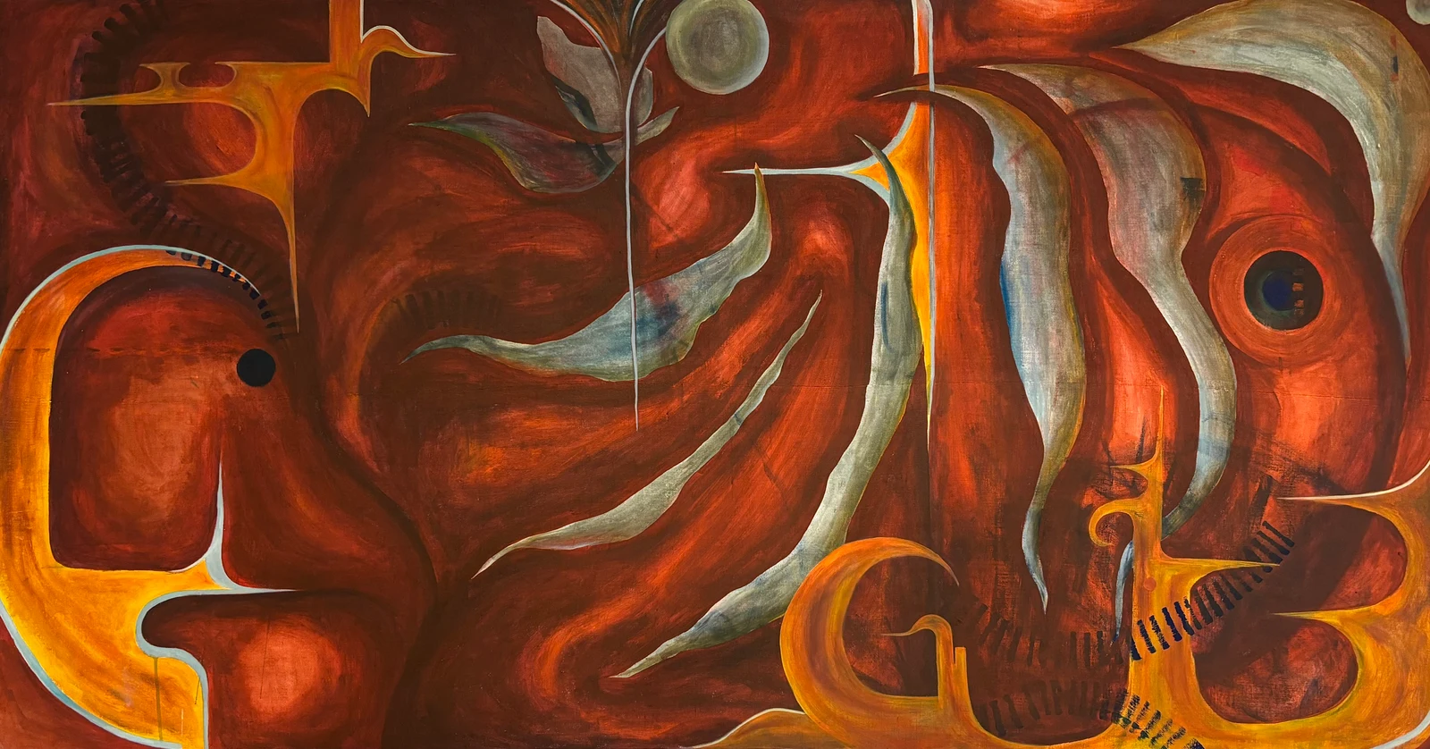 Naissance et vanité - Marielle Debellu, acrylique 200x105 cm, 2025