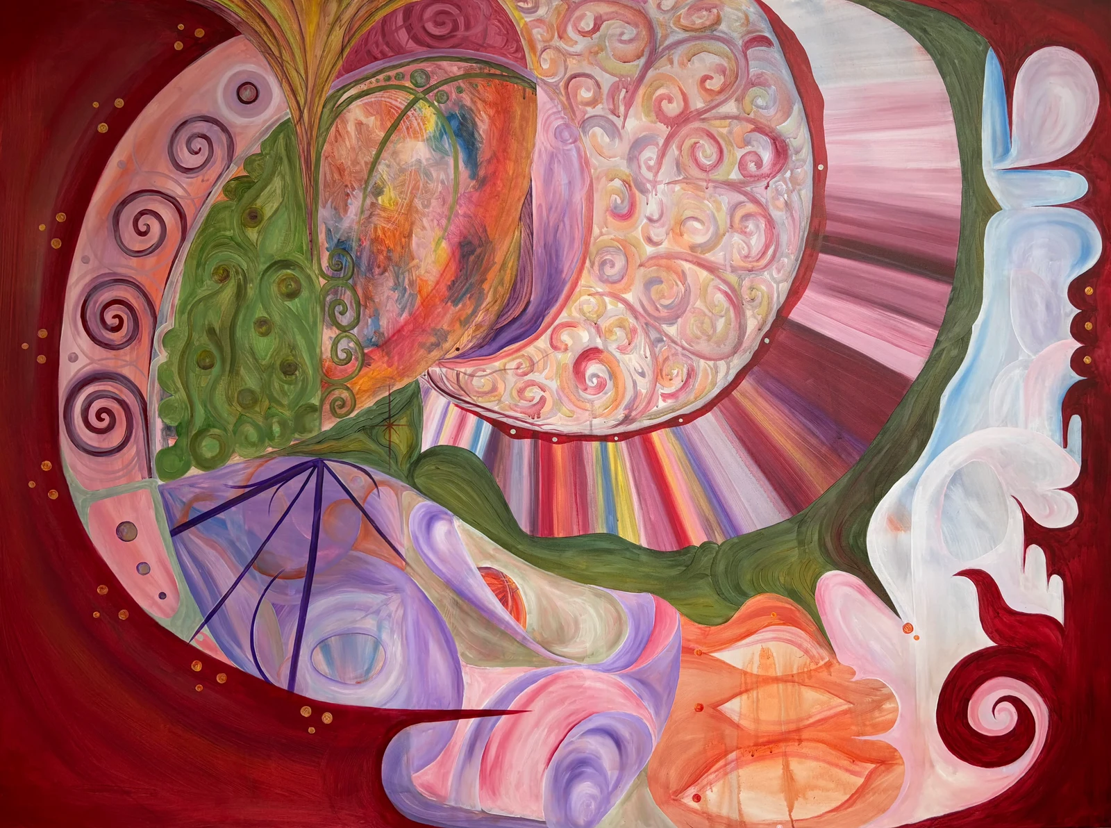 Spiralité, Talisman, Transfiguration - Marielle Debellu, acrylique 160x120 cm, 2025