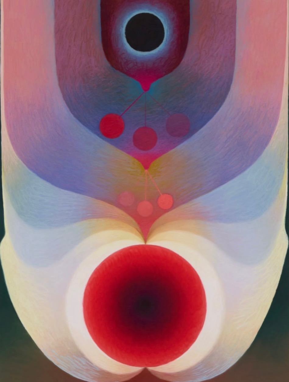 Loie Hollowell — The pit and the pendulum in red, pastel sur papier, 2025