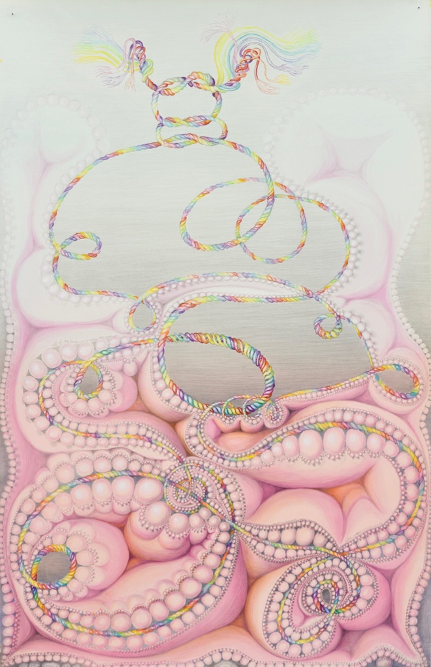 Rinke Kooi — Bonding, acrylique, gouache et feutre fin sur papier, 2019